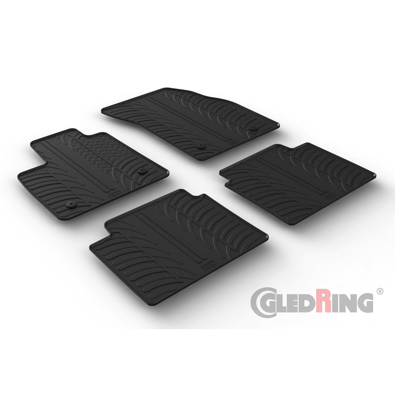 Gledring, Rubber mats, fits Ford Focus IV HB 5-doors & Estate 2018- (T profile 4 pieces + clips)