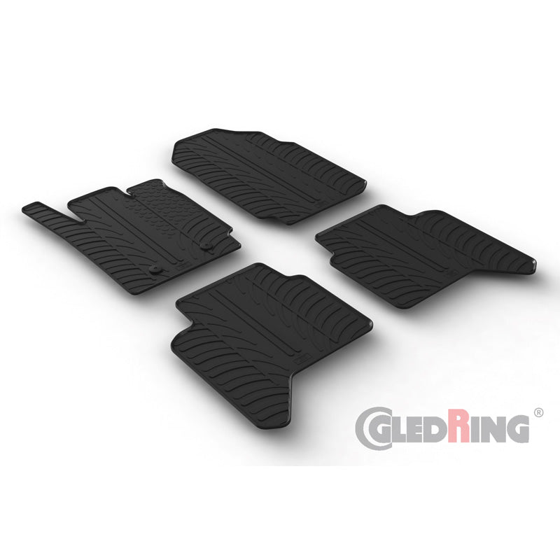 Gledring, tapis en caoutchouc, adaptés à Ford Ranger (TKE) Double Cab 2013-2022 (automatique) et Raptor 2019-2022 (profil en T 4 pièces + clips)