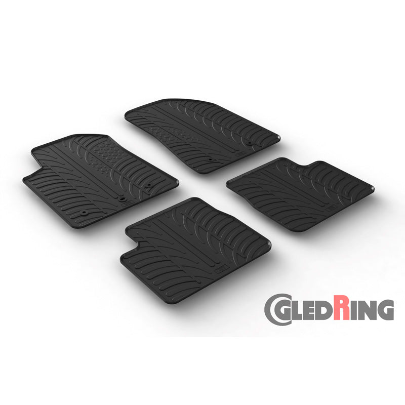 Gledring, Rubber floor mats, Fits Alfa Romeo Giulietta 2014- (T profile 4 pieces + clips)
