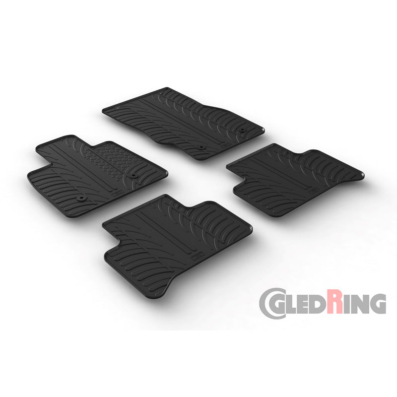 Gledring, rubber vloermatten, past op Alfa Romeo Stelvio 3/2017- (T profiel 4-delige set + clips)