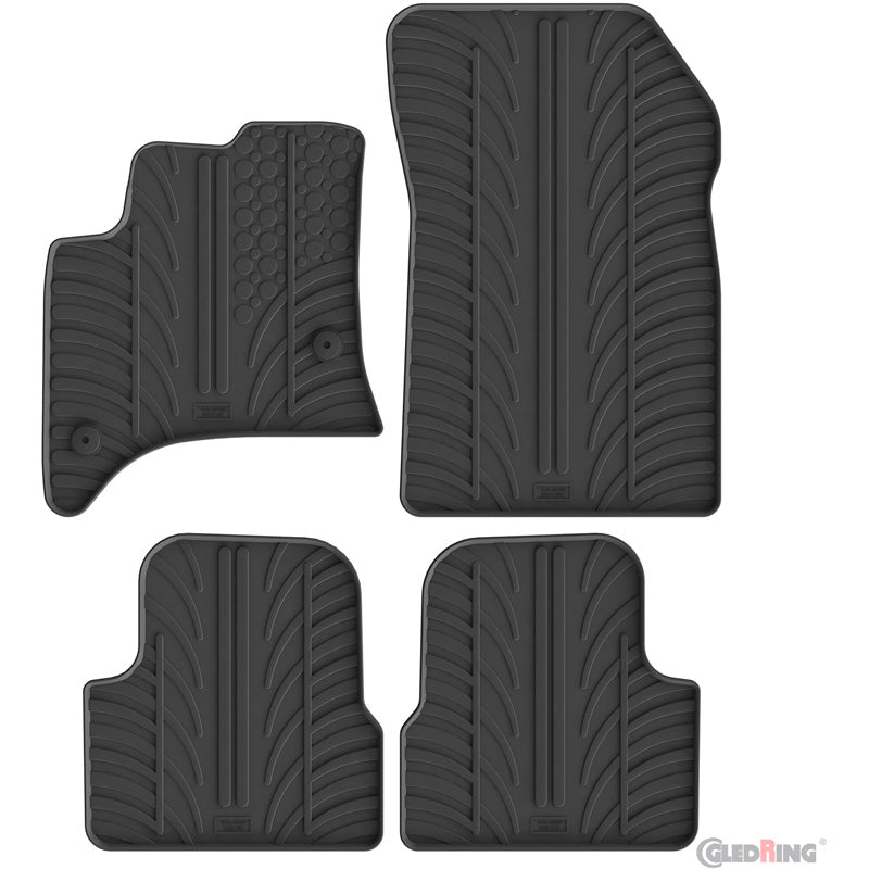 Gledring, Rubber floor mat set, T-profile 4-piece + mat clips, fits Alfa Romeo Junior MHEV (2024-)