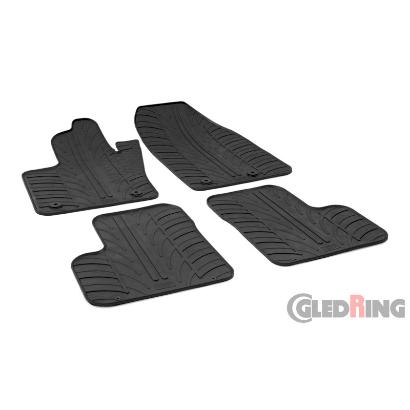 Gledring, rubber vloermatten, past op Fiat 500X 2015- & Jeep Renegade after 02/2015- (T-profiel 4-delig + clips)