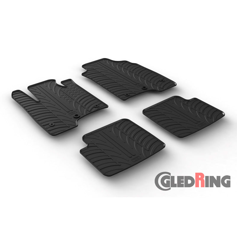 Gledring, rubbermatten, geschikt voor Fiat Panda 2014- (T-profiel, 4-delige set + clips)
