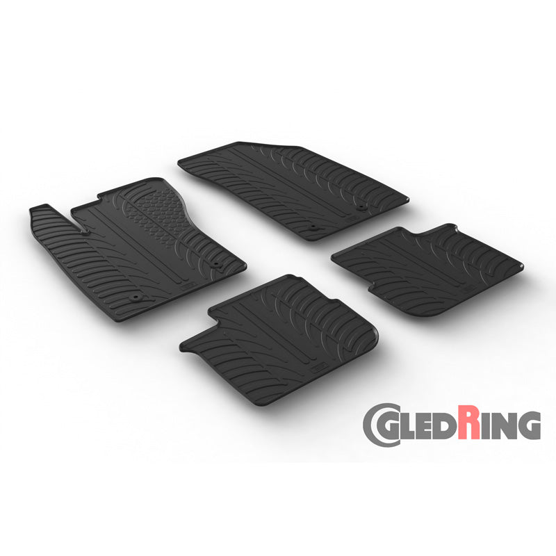 Gledring, Rubber Mats, Fits Fiat Tipo 5-door/Wagon 2016-2021 (T profile 4 pieces + clips)