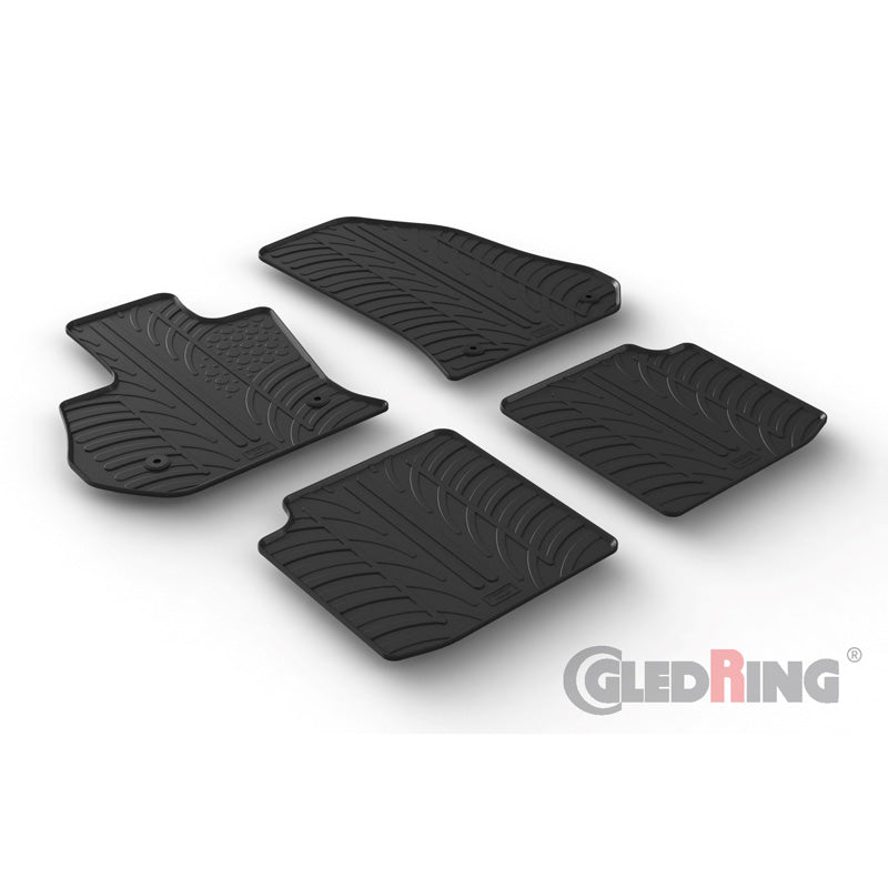Gledring, rubber vloermatten, past op Fiat 500L 7/2017- (T profiel 4-delige set + clips)