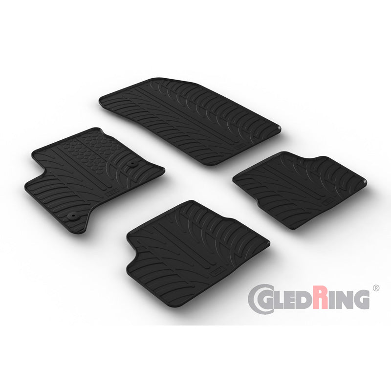 Gledring, tapis en caoutchouc, profil en T, Convient à Fiat 600 Hybrid 2024-, 4 pièces + clips de montage