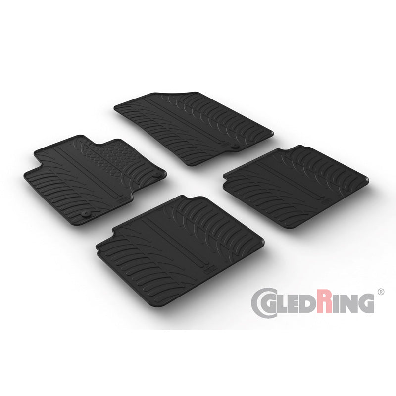 Gledring, Rubber Floor Mats, Fits Kia Optima SW/Sedan/PHEV 2017- (T profile 4-piece + clips)