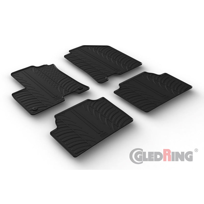 Gledring, Rubber Floor Mats, Fits Kia e-Niro 2018-2022 (T profile 4-piece + clips)