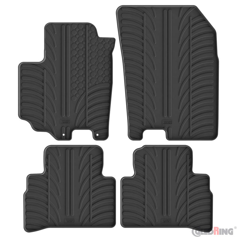 Gledring, Tapis en caoutchouc, profil en T, 4 pièces avec clips de fixation, convient à Suzuki Vitara (LY) Hybrid (2020-)