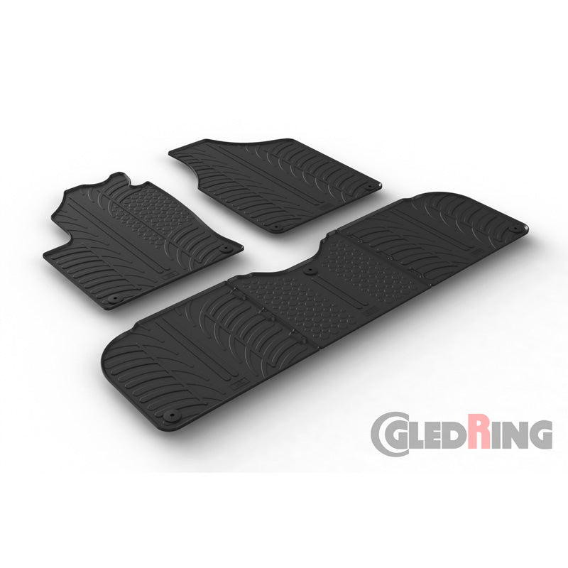 Gledring, Rubber Floor Mats, Fits Volkswagen Sharan & Seat Alhambra 1996-2010 (T profile 5-piece + clips)