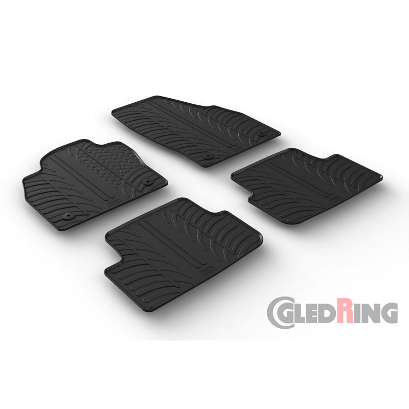 Gledring, rubbermatten, past op Volkswagen Polo VI 2017- (T-profile 4-delig + clips)