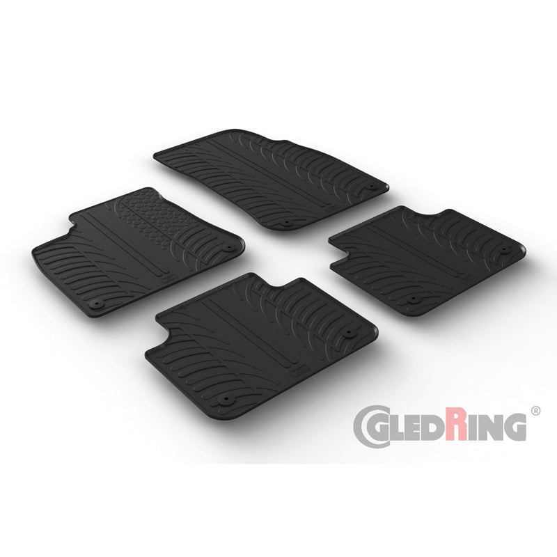 Gledring, Rubber floor mats, Fits Volkswagen Touareg 5/2018- (T profile 4 pieces + clips)