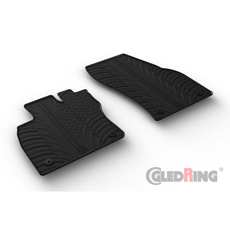 Gledring, Rubber floor mats, Fits Volkswagen Caddy V Box 2020- & Ford Tourneo Van (L1/L2) 2022- (T profile 2 pieces + clips)