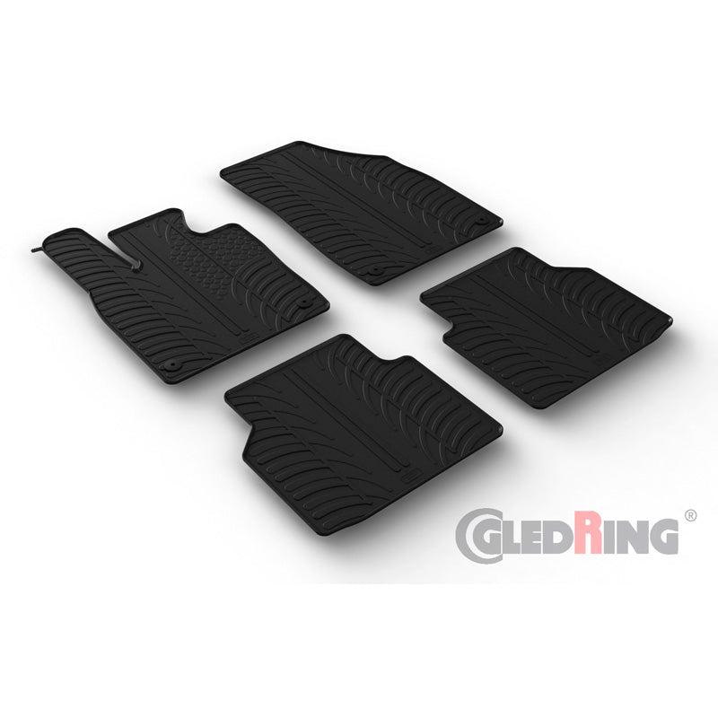 Gledring, Rubber floor mats, Fits Volkswagen ID.4 2020- & ID.5 2021- (T profile 4 pieces + clips)