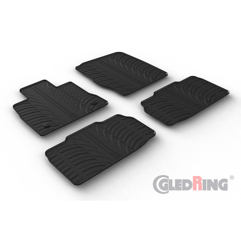 Gledring, rubber vloermatten, past op Ford Explorer VI PHEV 2019- (T-profiel 4-delig + clips)
