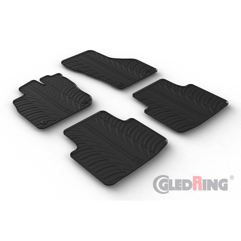 Gledring, Rubber Floor Mats, Fits Volkswagen Passat (CJ5) Variant 2023- (T profile 4-piece + clips)