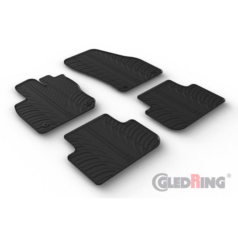Gledring, rubber floor mats, fits Volkswagen Tiguan III (CT1) 2024- (T profile 4-piece + clips)