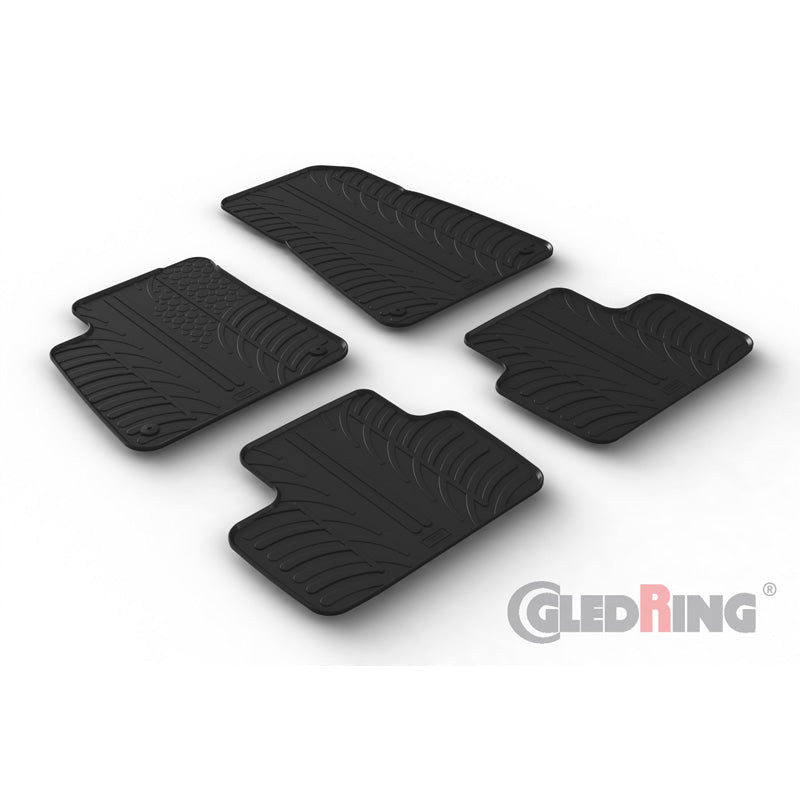 Gledring, Rubber Floor Mats, Fits Polestar 2 2019- (T profile 4-piece + clips)