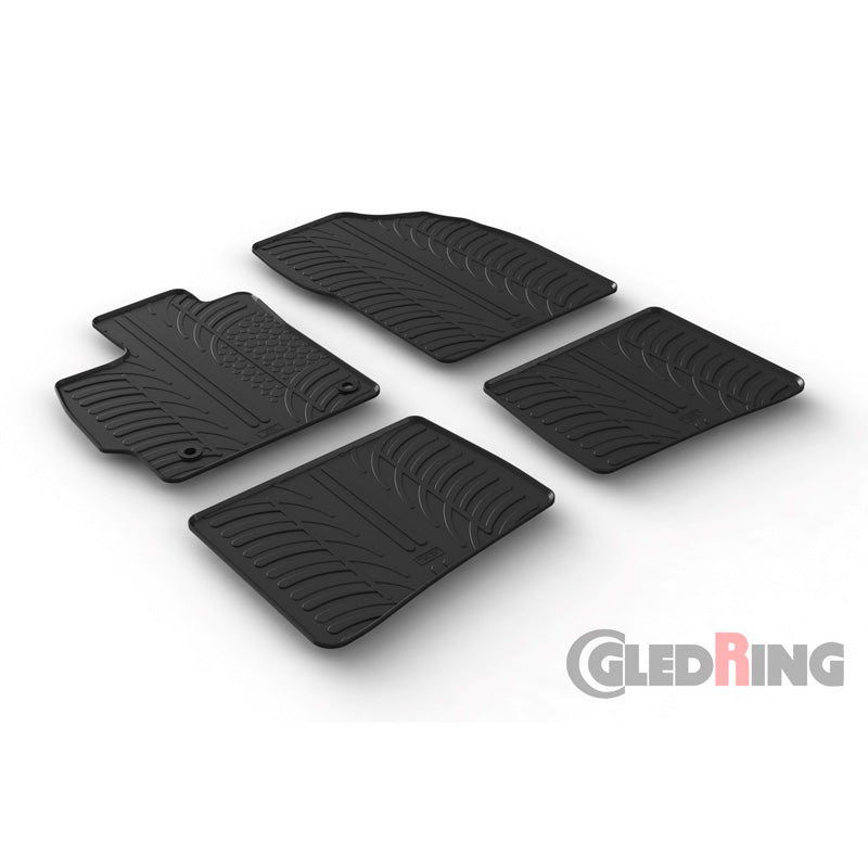 Gledring, rubbermatten, past op Toyota Prius III 2012-2016 (T-profiel 4-delig + clips)