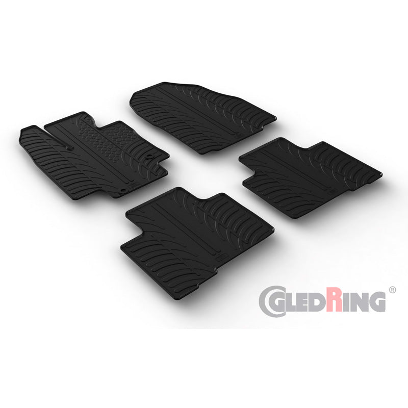 Gledring, Rubber Mats, Fits Toyota Highlander incl. Hybrid 2021- (T profile 4 pieces + clips)
