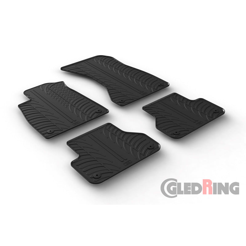 Gledring, Rubber floor mats, Fits Audi A5 Sportback 12/2016- (T profile 4 pieces + clips)
