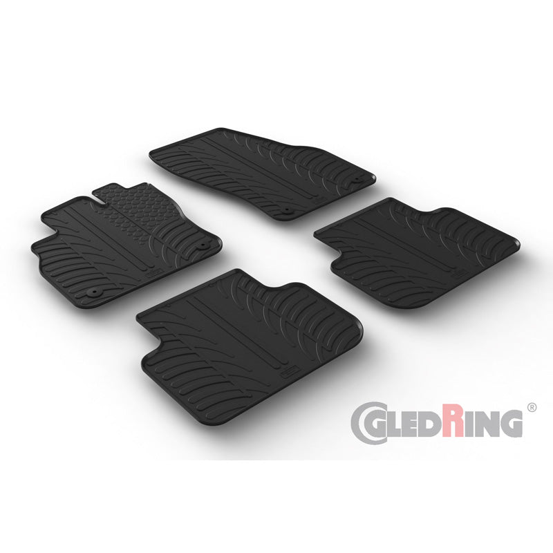Gledring, Rubber Floor Mats, Fits Audi Q3 incl. Sportback 2019- (T profile 4-piece + clips)