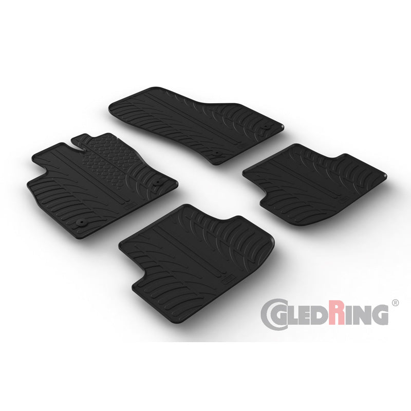Gledring, Rubber Floor Mats, Fits Audi A3 (8Y) Sportback/Sedan 2020- excl. MHEV (T profile 4-piece + clips)