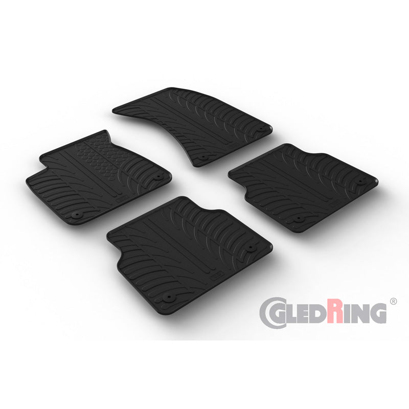 Gledring, Rubber floor mats, Fits Audi A8 (4H) 2010-2017 (T profile 4 pieces + clips)