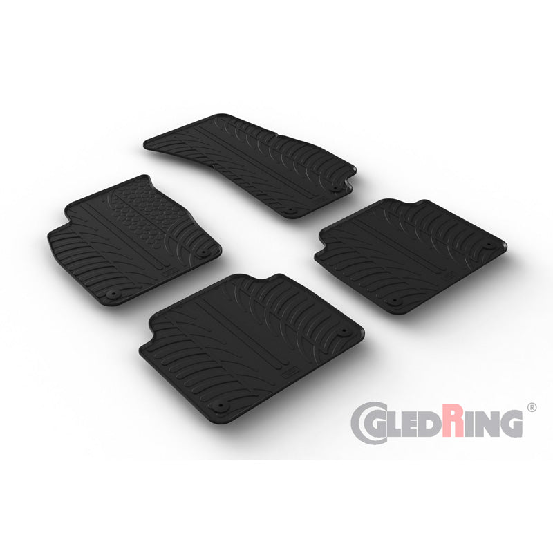 Gledring, rubber mats, fits Audi A8 (4N) 2018- (T profile 4-piece + clips)