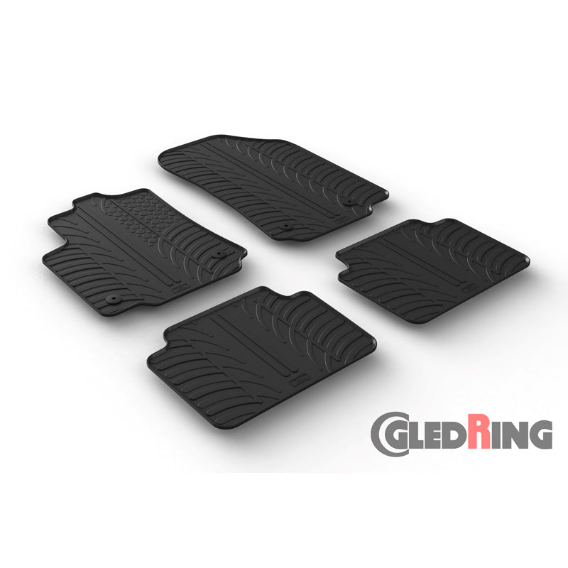 Gledring, rubber vloermatten, geschikt voor Citroën C3 Aircross 10/2017- (T-profiel 4-delig + clips)