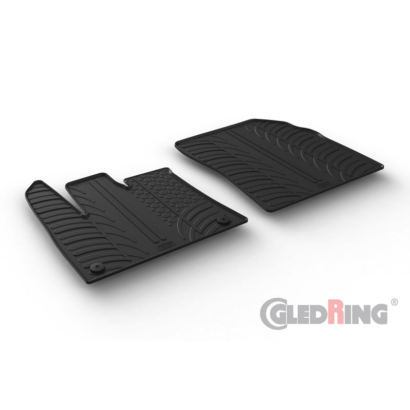 Gledring, Rubber Floor Mats, Fits Citroën Berlingo / Opel Combo E / Peugeot Partner Cargo 12/2018-9/2019 (T profile 2-piece + round clips)