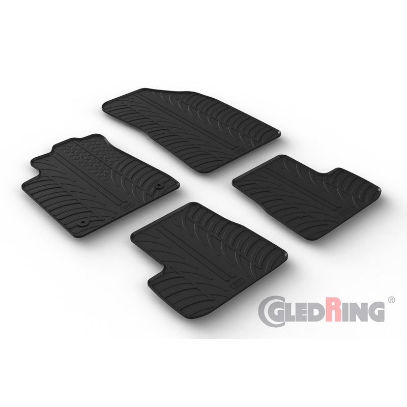 Gledring, tapis en caoutchouc, profil en T, Convient à Citroen C3 IV 2024- excl. e-C3, 4 pièces + clips de montage