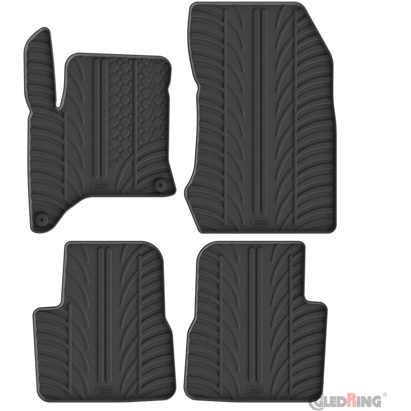 Gledring, Rubber floor mat, T-profile 4-piece + mat clips, fits Citroën C4 III MHEV (2024-)