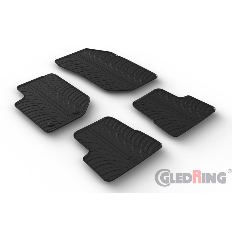 Gledring, rubber mats, fits Jeep Avenger (J2) (petrol) 2023- (T profile 4-piece + clips)