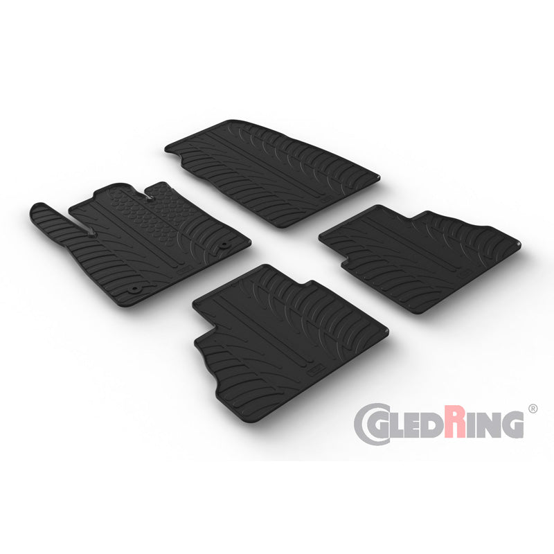 Gledring, Rubber floor mats, Fits Ford Tourneo Courier 2023- (T profile 4-piece + clips)