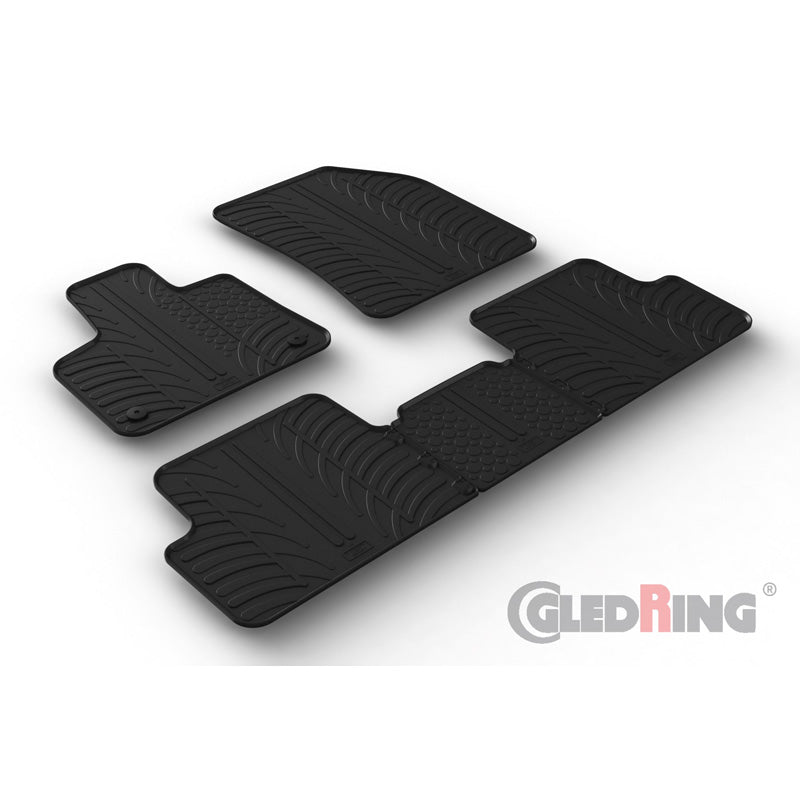 Gledring, tapis en caoutchouc, adaptés à Citroën DS7 Crossback 2018- (profil en T 5 pièces + clips)