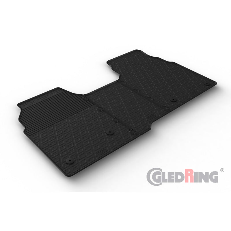 Gledring, Rubber Floor Mats, Fits Ford Tourneo Custom 2023-, 3 pieces with mounting clips