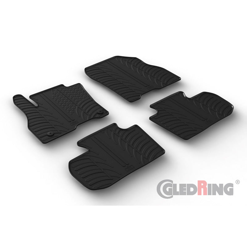 Gledring, tapis en caoutchouc, compatibles avec Nissan Leaf II (ZE1) 2018- (profil T 4 pièces + clips)