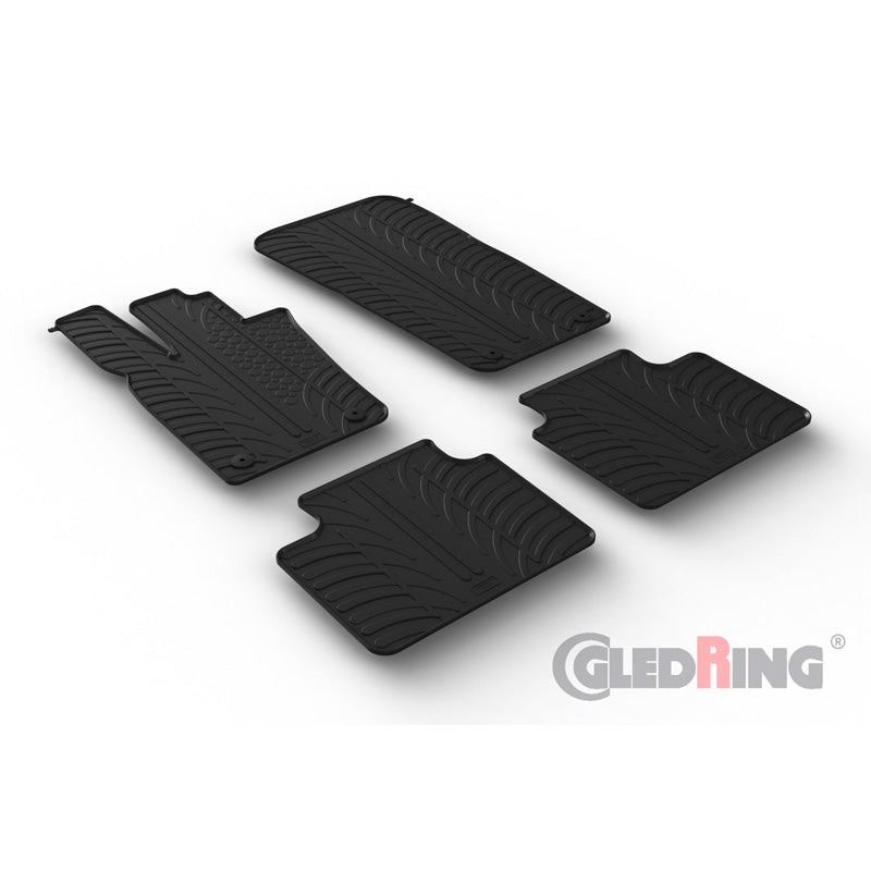Gledring, Rubber floor mats, fits Porsche Panamera GTS (971) Liftback 2016- (T profile 4-piece + clips)