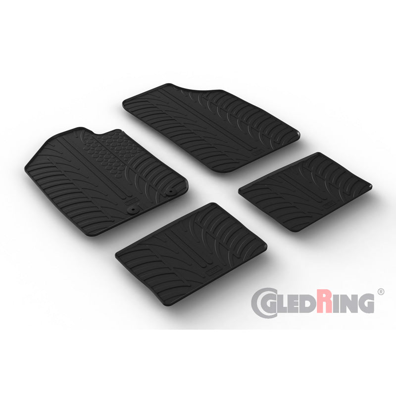 Gledring, rubber mats, fits Dacia Spring EV 2021- (T profile 4-piece + clips)
