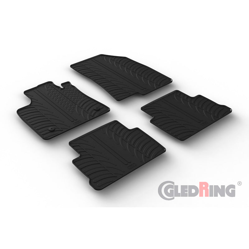 Gledring, Rubber floor mats, fits Dacia Jogger 2022- (T profile 4-piece + clips)