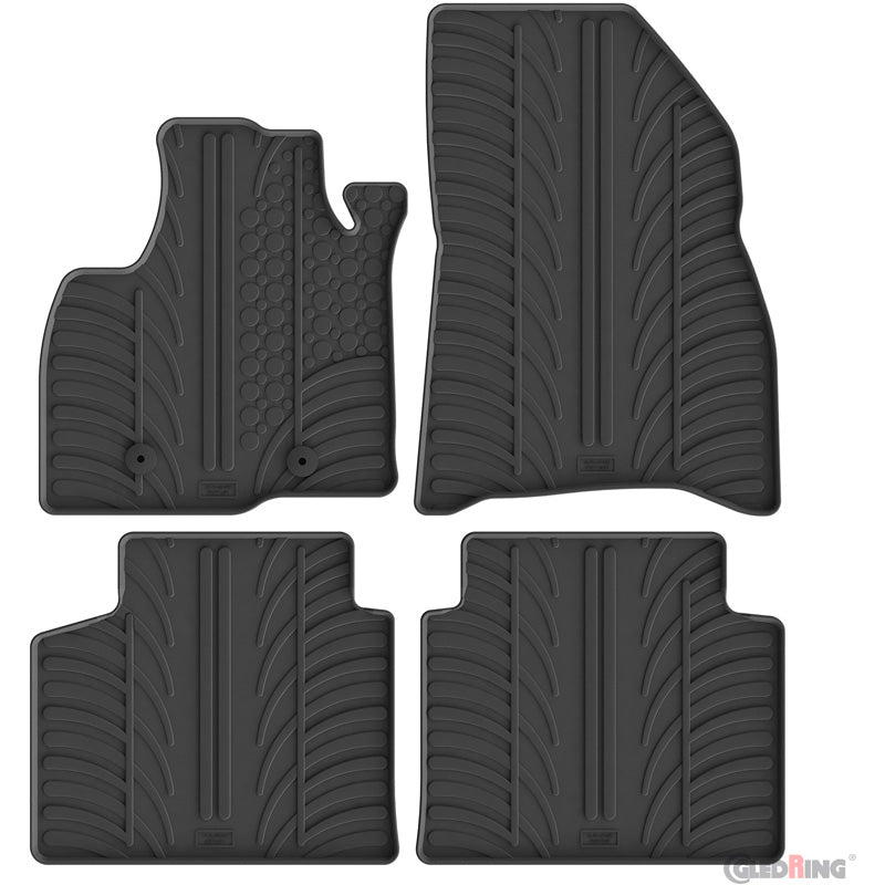 Gledring, Floor Mat, Rubber T Profile, 4-piece set + mat clips, Fits Dacia Bigster 4x4 Gasoline (2024-)