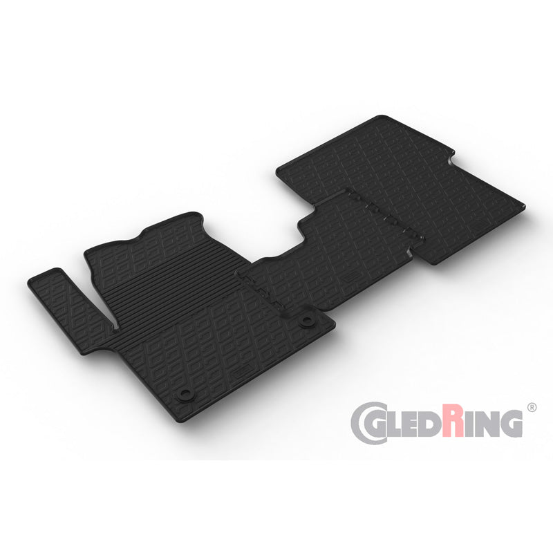 Gledring, Rubber Floor Mats for Citroën Spacetourer, Fiat Scudo, Opel Zafira Life, Peugeot Traveller and Toyota Proace Verso, 3-piece set with mounting clips