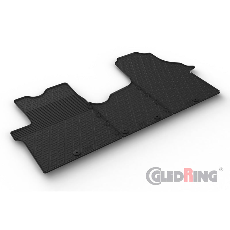 Gledring, tapis en caoutchouc, Convient à Fiat Talento 2016-, Renault Trafic 2014-2019, Opel Vivaro 2014-2019, Nissan NV300 2016-, profil en G, 3 pièces