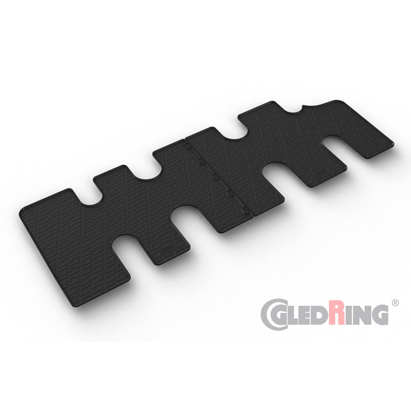 Gledring, tapis en caoutchouc, Convient à Fiat Talento 2016-, Renault Trafic 2014-2019, Opel Vivaro 2014-2019, Nissan NV300 2016- (Bus, 3e rangée), profil en G – 2 pièces + clips de montage