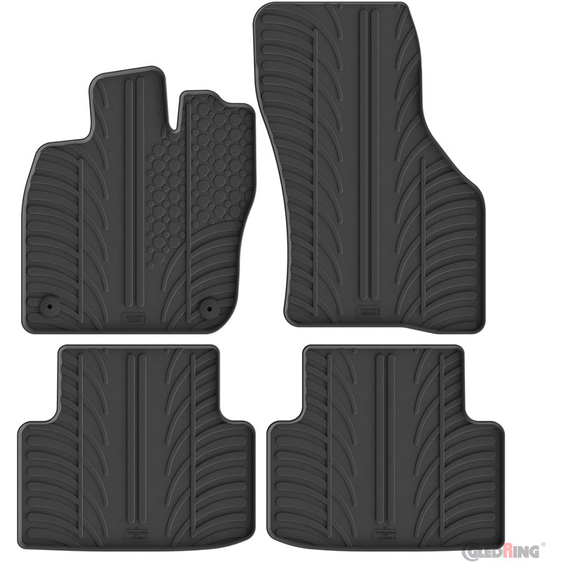 Gledring, Jeu de tapis en caoutchouc, profil T 4 pièces + clips de montage, compatible avec Cupra Formentor FL (2024-)