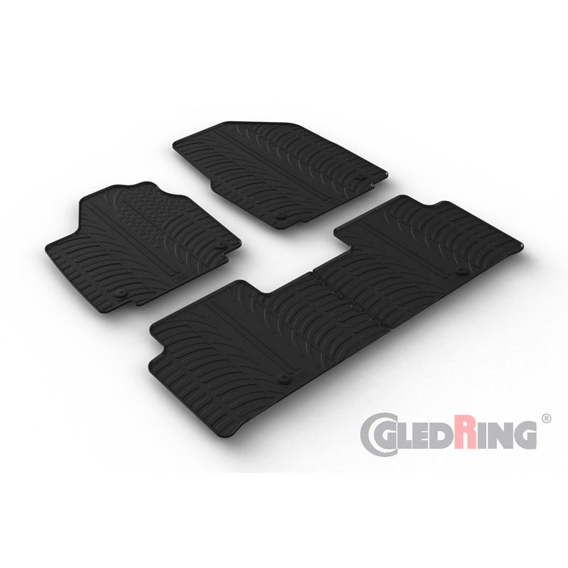 Gledring, Rubber floor mats, Fits Kia EV6 2021- (T profile 4 pieces + clips)