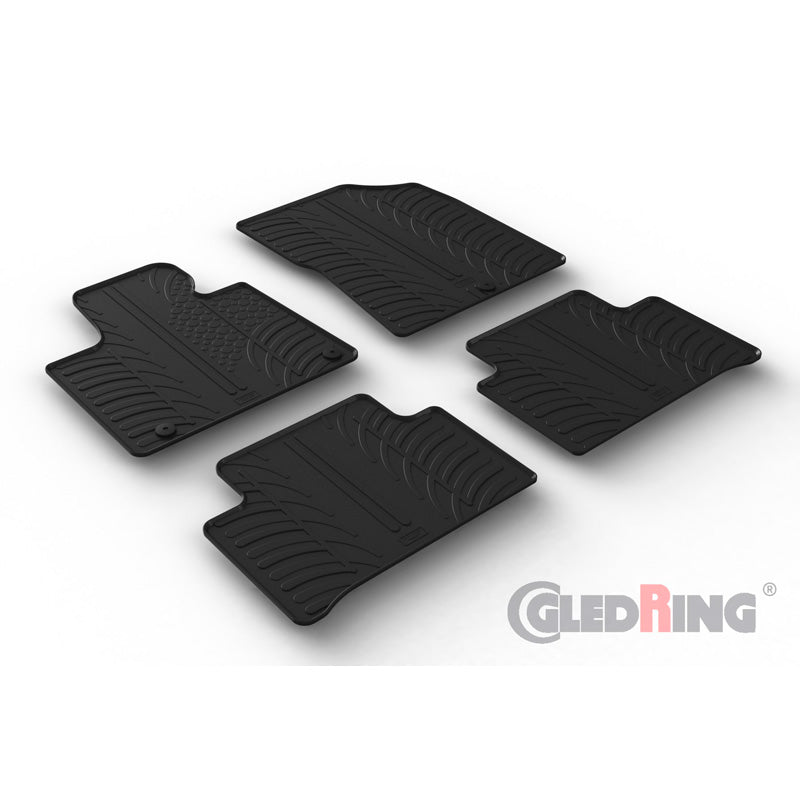 Gledring, rubber vloermatten, past op Kia Sorento IV (MQ4) Diesel 2020- (T-profiel 4-delig + clips)