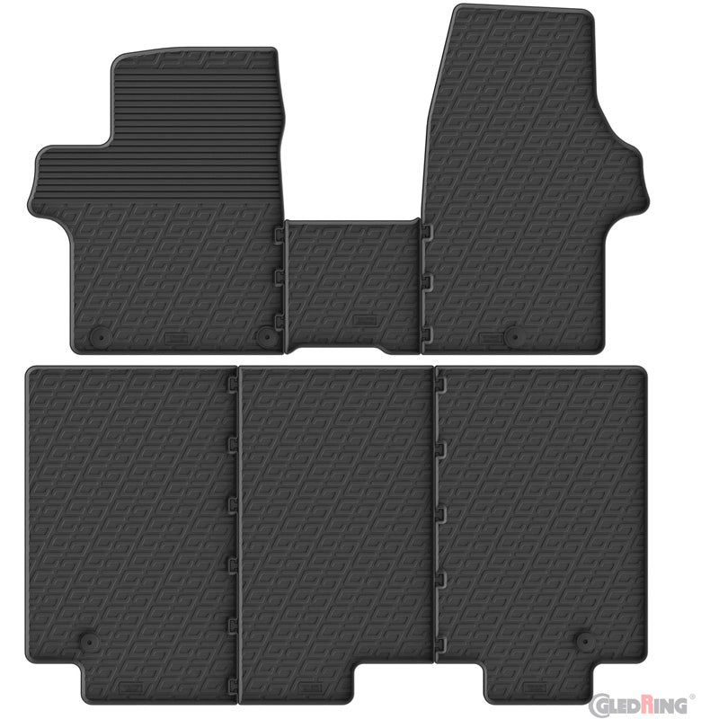 Gledring, Rubber Floor Mats, G-profile 6-piece, Fits Kia PV5 Minivan (Bus) (2025-)
