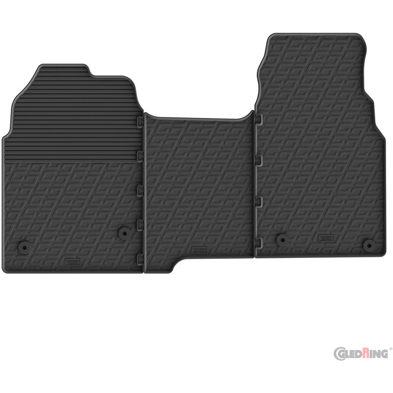 Gledring, Floor Mat Set, G-profile, Rubber, Fits Volkswagen Transporter T7 Cargo (2024-), 3-piece + Mat Clips